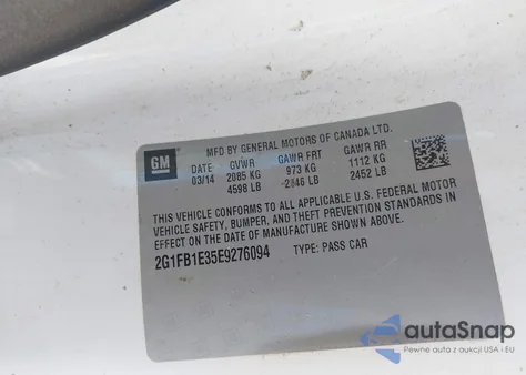 2014 Chevrolet Camaro 1Lt from USA, damaged, VIN 2G1FB1E35E9276094